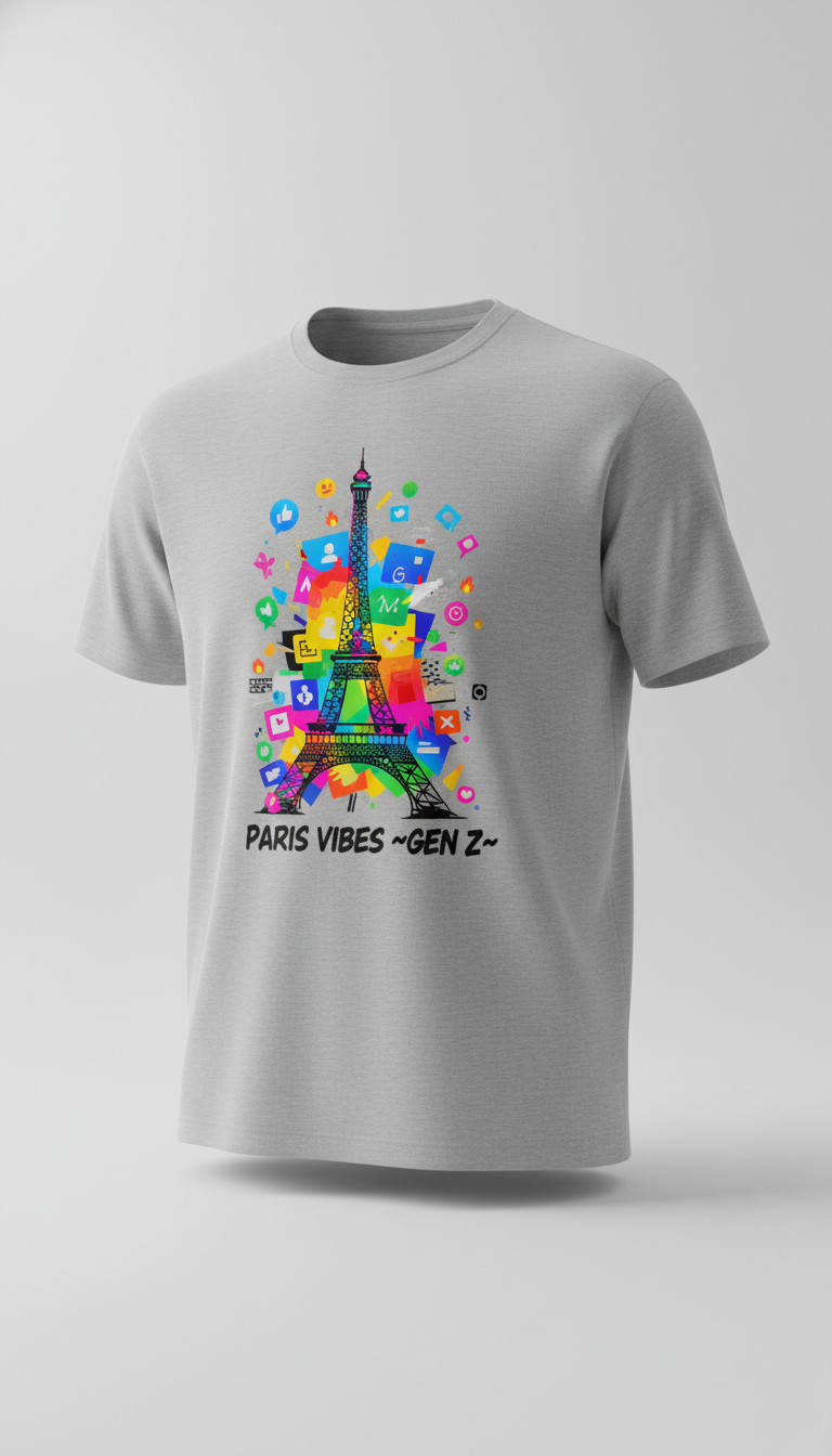 genz like effil tower shirt with color full design