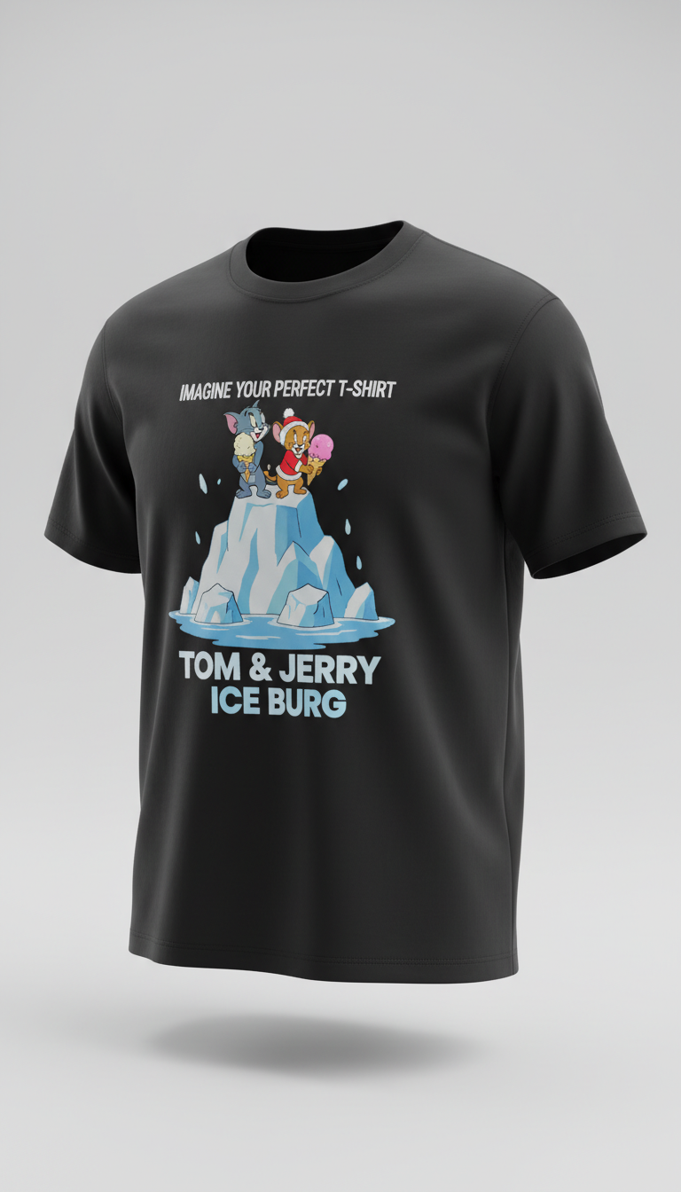 Imagine your
Perfect T-Shirt iwth tom and jerry ice burg in black t shrit