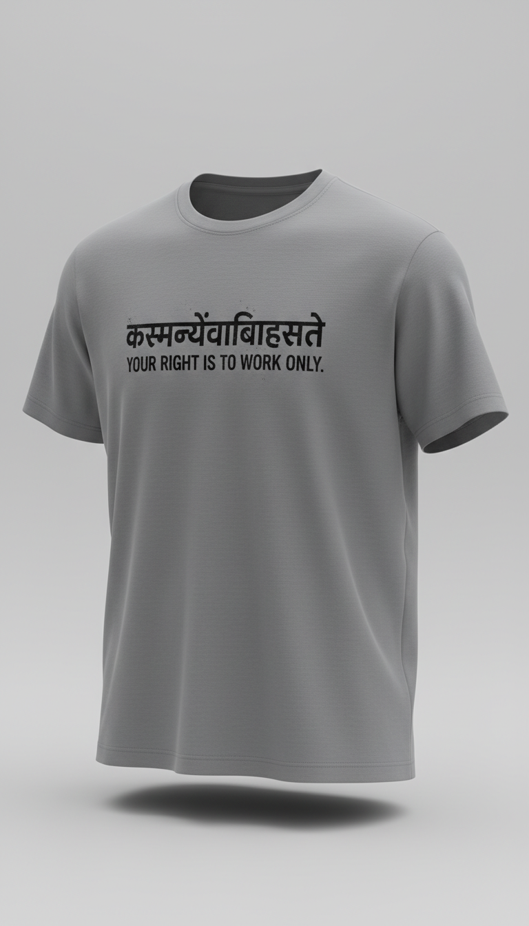 write some Sanskrit words on the front of T-shirt in Sanskrit and some motivational quote